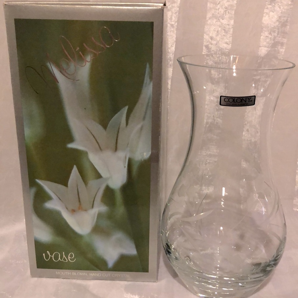 Vintage Colony Mouth Blown, Hand Cut Crystal Vase